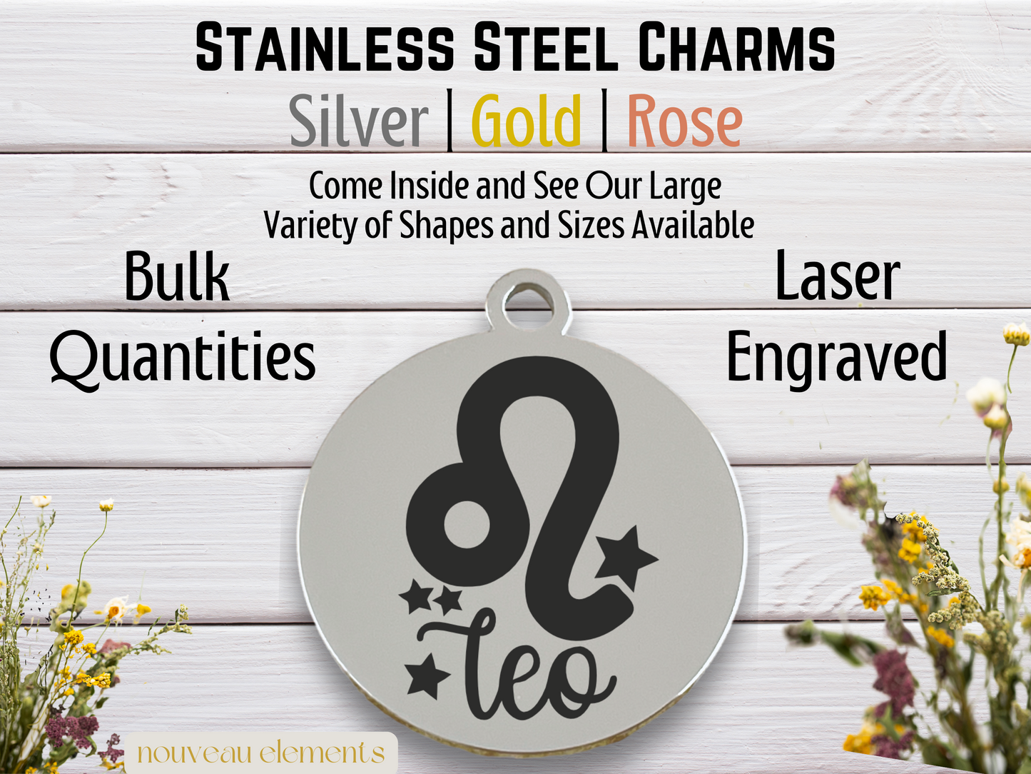 Leo | Laser Engraved Stainless Steel Charm