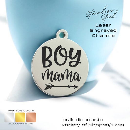 Boy Mama | Engraved Stainless Steel Charm