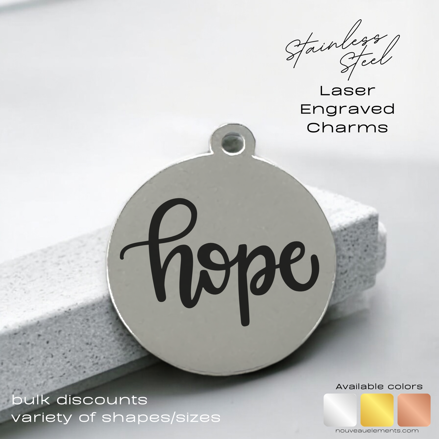 Hope | Laser Engraved Stainless Steel Charm