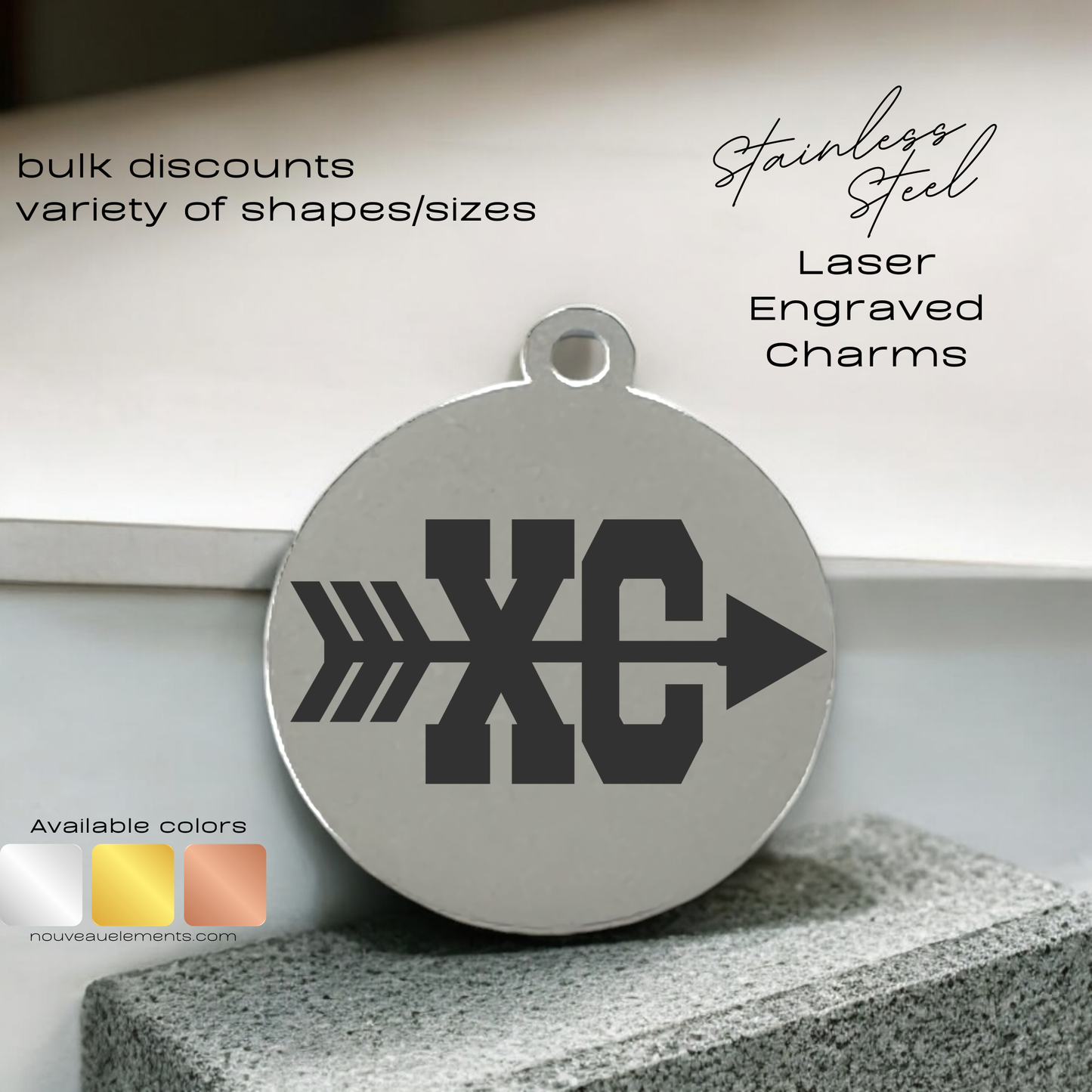 XC Cross Country | Laser Engraved Stainless Steel Charm