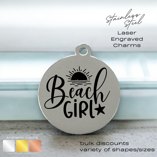 Beach Girl | Laser Engraved Stainless Steel Charm