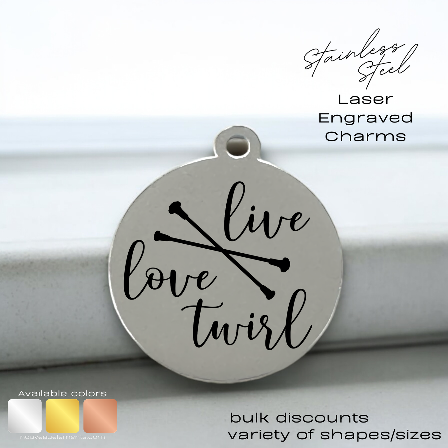 Live Love Twirl | Laser Engraved Stainless Steel Charm