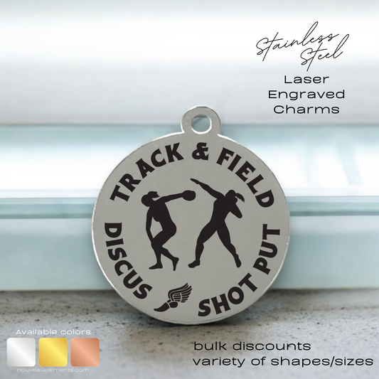 Track and Field Shot Put, Discus | Laser Engraved Stainless Steel Charm