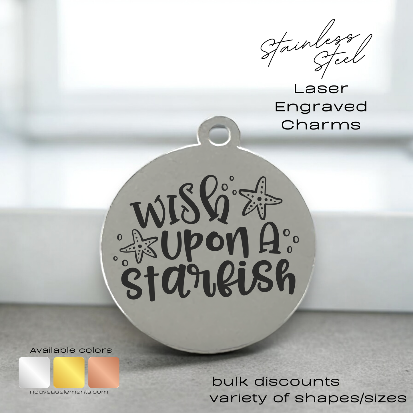 Wish Upon a Starfish | Laser Engraved Stainless Steel Charm